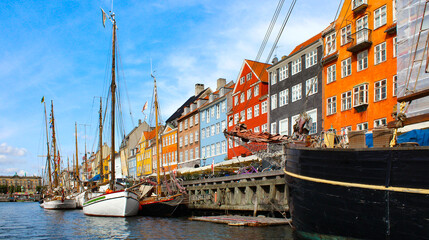 Nyhavn district in Copenhagen, Denmark	