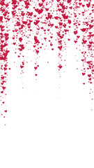 Red hearts scattered on white background.
