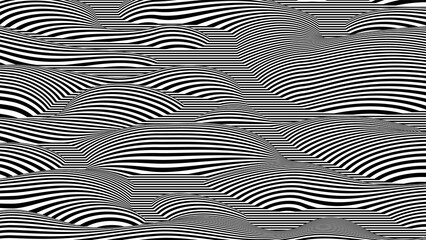 Trendy 3D Black White Stripes Distorted Backdrop Abstract Noise Landscape Procedural Ripple Backgrou