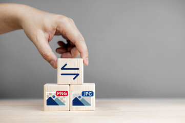 Exchanging various types of image files with program online. PNG convert to JPG. with copy space