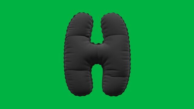 3D Balloon Letter H 4K animation in Matte Black Texture