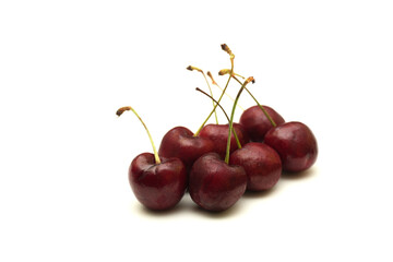 Red Cherries isolated on white background