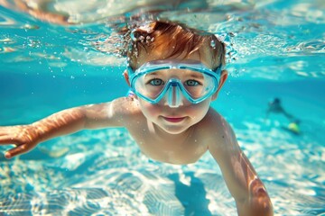 Naklejka premium child in swimming pool