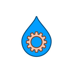 Gear wheel, cogwheel inside a drop. Vector illustration.