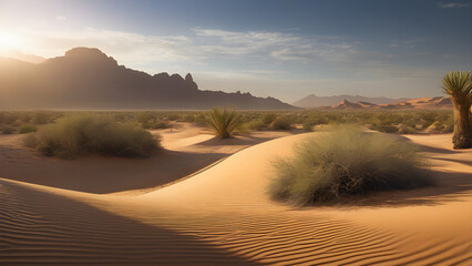 Fototapeta na wymiar sunrise in the desert AI generated