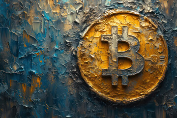 Obraz na płótnie Canvas Bitcoin sign on the background of the old metal wall. Cryptocurrency concept.