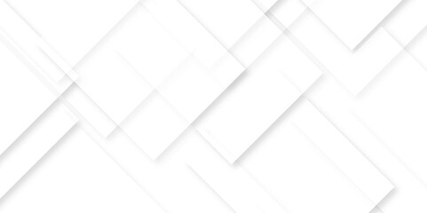 Modern Abstract white background design with layers of textured white transparent material in triangle and squares shapes. White color technology concept geometric line vector background.