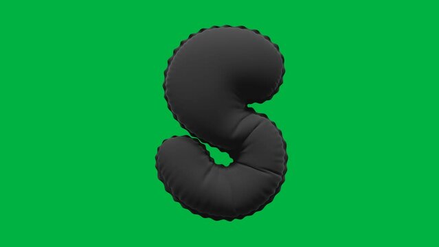 3D Balloon Letter S 4K animation in Matte Black Texture