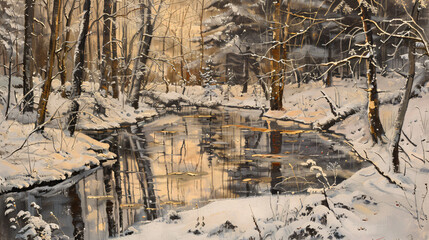 January winter landscape in the forest