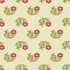 Floral block print screen print booti design seamless repeat pattern
