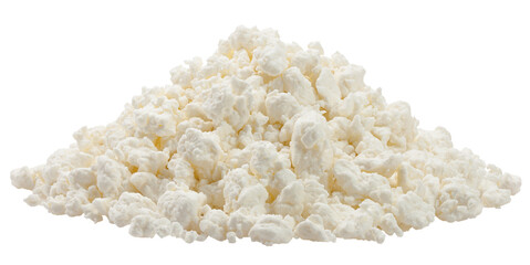 Cottage Cheese, Curd, isolated on white background, full depth of field