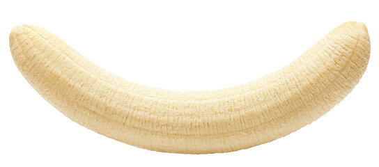Banana, peeled fruit, isolated on white background, full depth of field