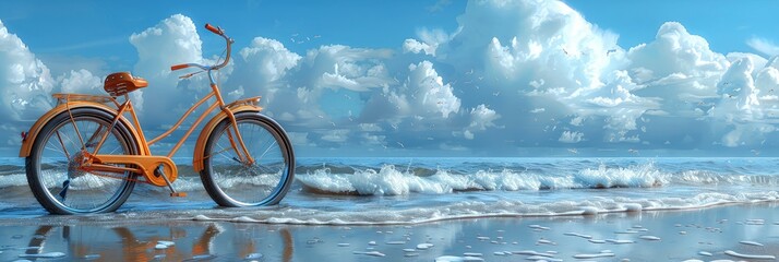Fototapeta na wymiar Beach Bike Summer Abstract Background, Banner Image For Website, Background, Desktop Wallpaper