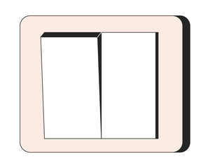 Light switch on off 2D linear cartoon object. Household equipment isolated line vector element white background. Conserve indoors. Switchplate technology toggle color flat spot illustration