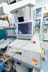 Emergency technologies. Surgery team working on a modern equipment.