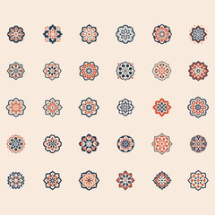 30 set of seamless pattern Arabian morrocan mandala ornamental symbol editable vector design