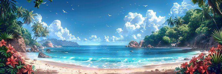 Fototapeta na wymiar Beachcombers Paradise Summer Abstract, Banner Image For Website, Background, Desktop Wallpaper