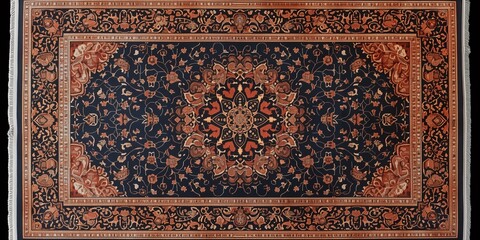 Top view old red Persian Asian carpet texture. abstract ornament classic Arabic pattern rug