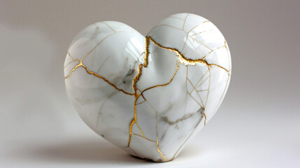 Kintsugi Upcycled white porcelain ceramic heart