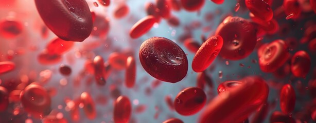Red Blood Cells and Hemoglobin Close-Up Medical Imagery. - obrazy, fototapety, plakaty