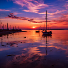 Spectacular FZ Sunset View: A Dramatic Skyscape Over the Tranquil Sea and Silhouetted Coast