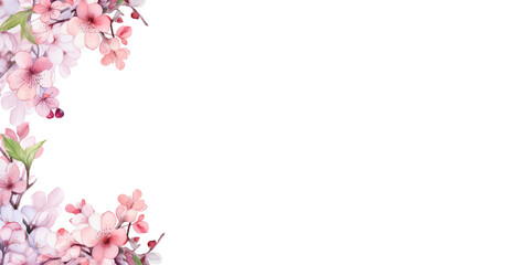 Fototapeta na wymiar Cherry blossoms on a white background, watercolor.