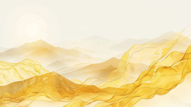 Landscape wallpaper design with golden mountain.