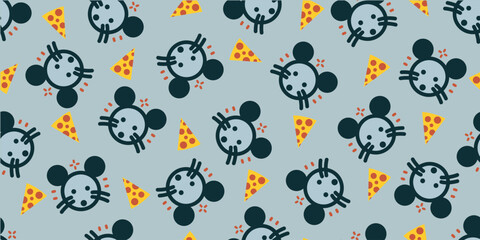 Mouse illustration background. Seamless pattern. Vector. ネズミのイラストパターン