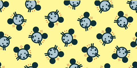 Mouse illustration background. Seamless pattern. Vector. ネズミのイラストパターン