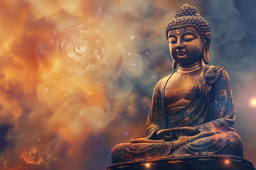 A slide background for showcasing spirituality and buddhism. Background image. Created with Generative AI technology