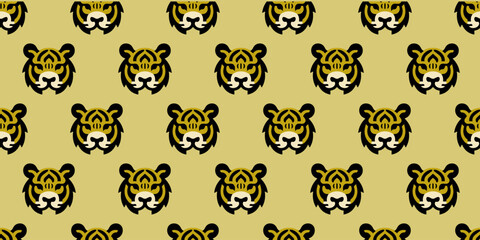 Fototapeta premium Tiger illustration background. Seamless pattern. Vector. 虎のイラストパターン