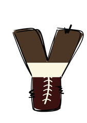 Unique Sports Themed American Football Alphabet Letters Doddle Style for Personal and Commercial Use - Customizable Doodle Patch Letters in Soft Yellow, Brown, and White Colors.
