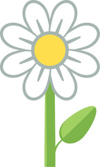 Simple drawing of a daisy. Illustration of a daisy drawn with simple geometric shapes.