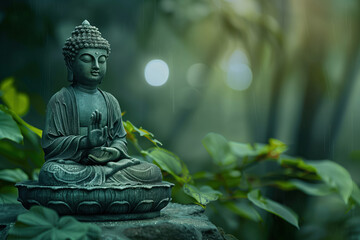 A slide background for showcasing spirituality and buddhism. Background image. Created with Generative AI technology
