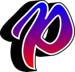 LETTER P 3D BLUE RED COLOR GRADATION