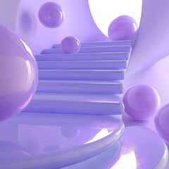 Colored spheres roll down the steps