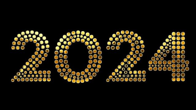 2024 New events celebration round circle text design golden shine animation video