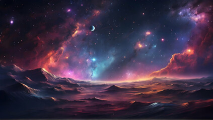 Beautiful cosmic background wallpaper Illustration. - obrazy, fototapety, plakaty