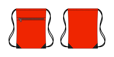 Drawstring bag, backpack vector template illustration