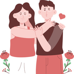 Eternal Love Couple Characters Hugging on Romantic Love Day