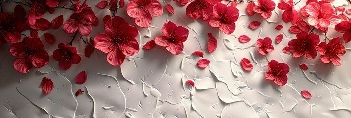 Red Flowers Lie On White Closed, Banner Image For Website, Background, Desktop Wallpaper