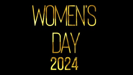  Women's day event 2024 beautiful text design golden flow shine animation video