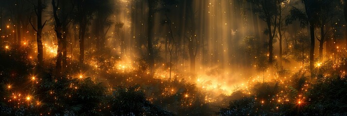 Magical light in the forest, Banner Image For Website, Background Pattern Seamless, Desktop Wallpaper