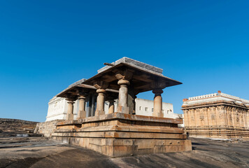 Fototapeta na wymiar Ancient Chandragupta Basadi Jain Temple at Shravanabelagola, India on a Sunny Day