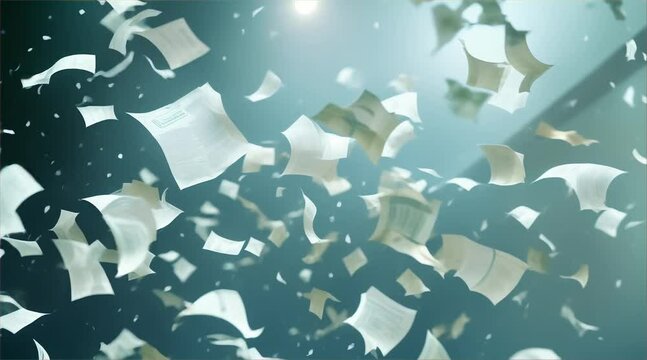 flying sheets of paper