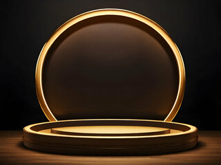 black golden podium circle shape shiny