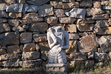 Ancient Stone Carving of a Figure at Shravanabelagola, India