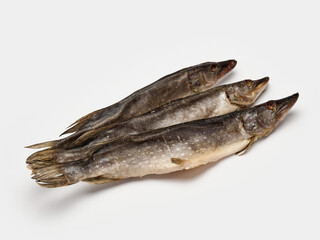 dried pike perch isolate on a white background