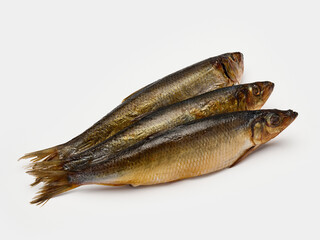 cold smoked vendace isolate on a white background