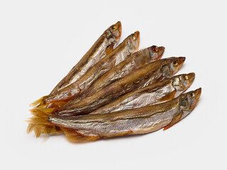 cold smoked smelt isolate on a white background
